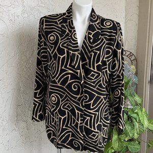 VINTAGE 80s Gold Geometric on Black Blazer